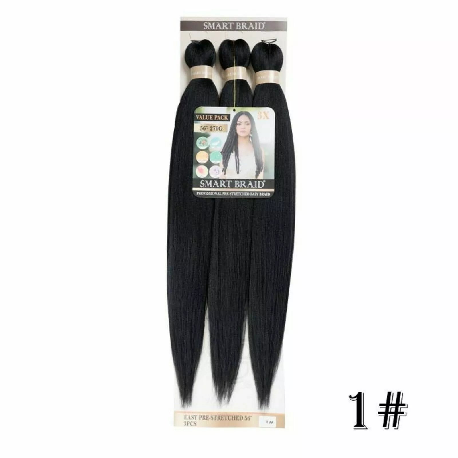 SMART BRAID 3 IN A PACK 28" Pre-Stretched, Pre-Plucked Hair Extensions x-pression