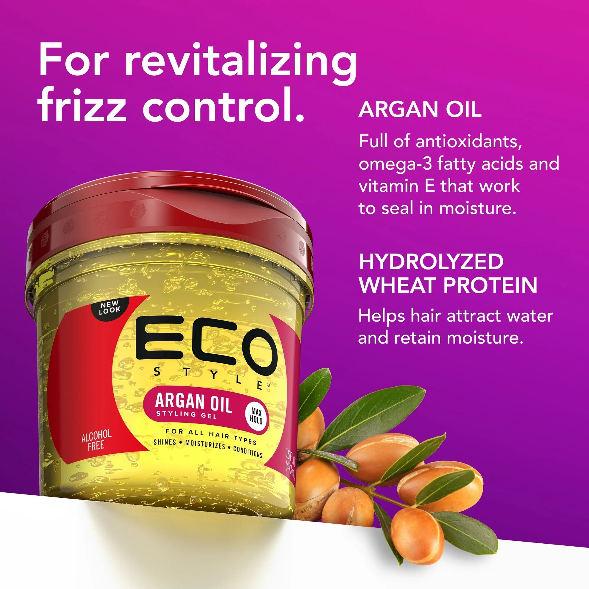 Ecoco Style Professional Styling Gel with Argan Oil - Moisturizing, Weightless, All-day Shine x-pression