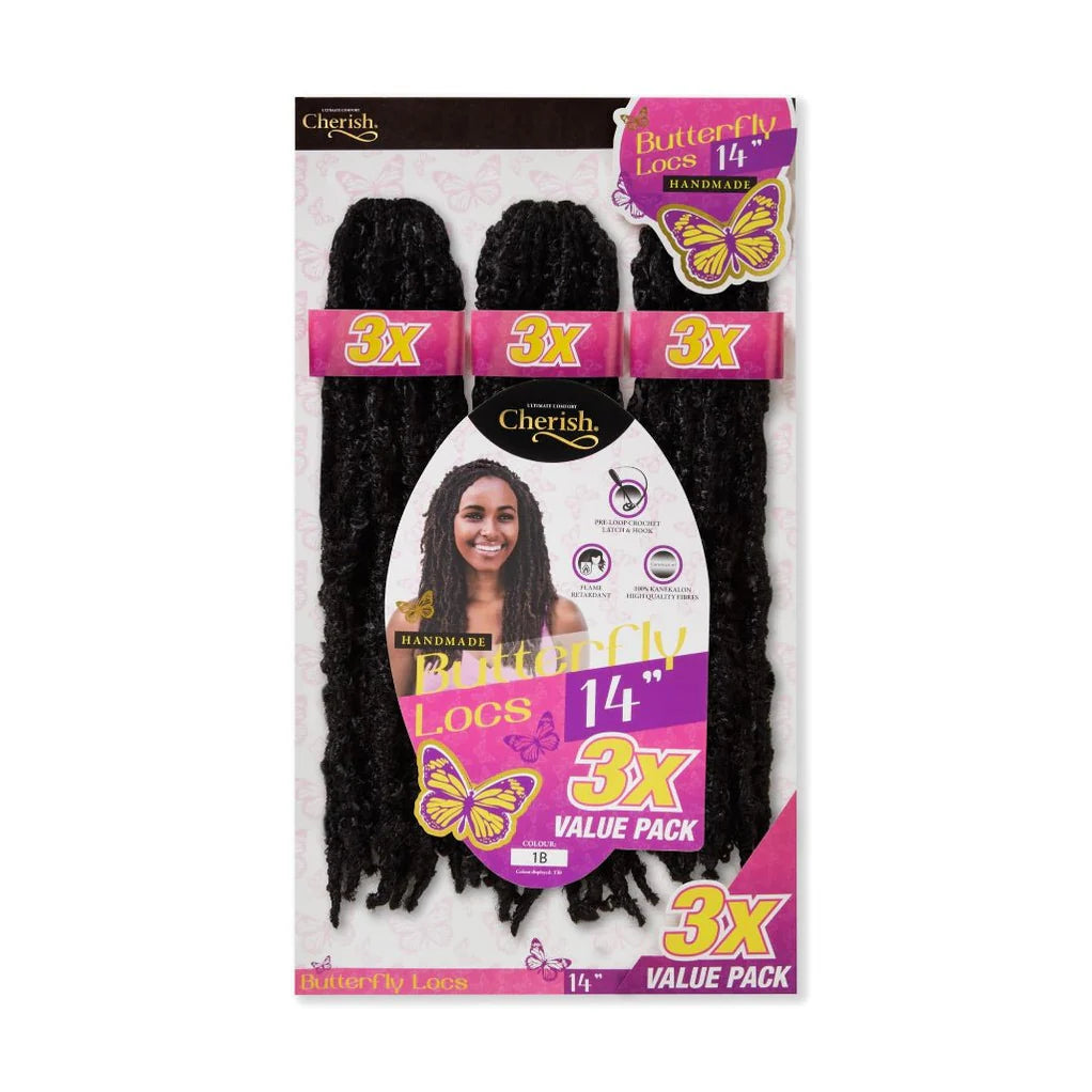 Cherish Bulk Butterfly Locs Crochet Hair 3x Value Pack - 14" Inches x-pression