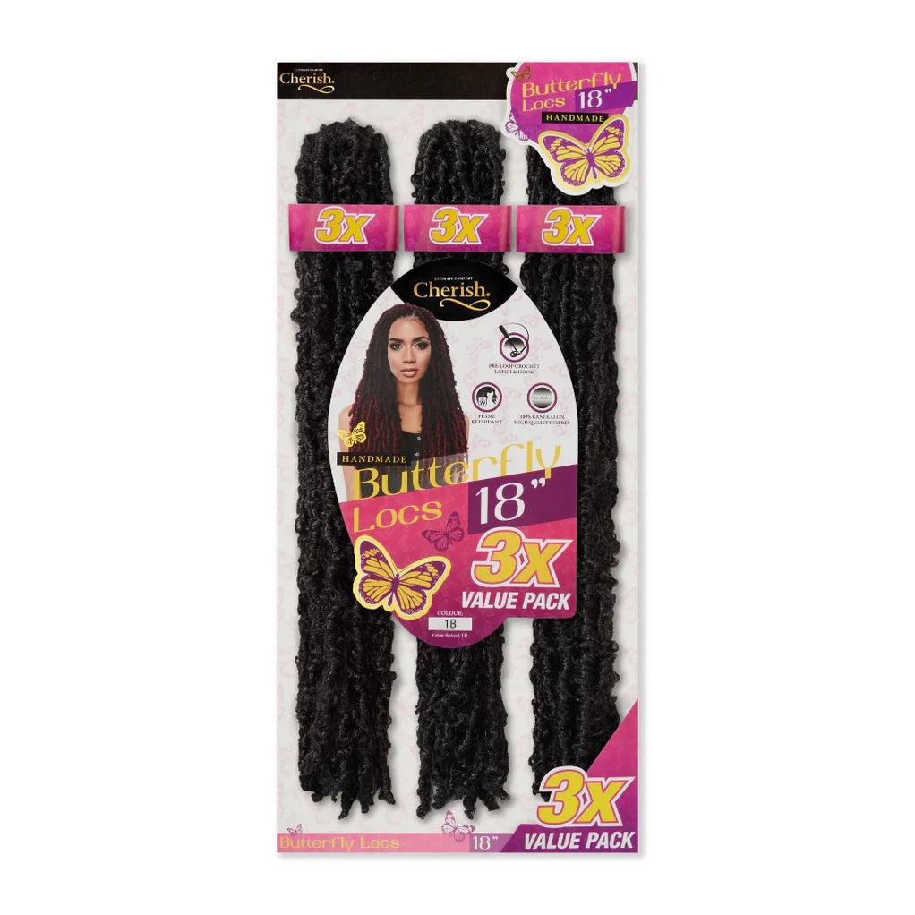 Cherish Butterfly Locs Crochet Hair 18” 3x Value Pack x-pression