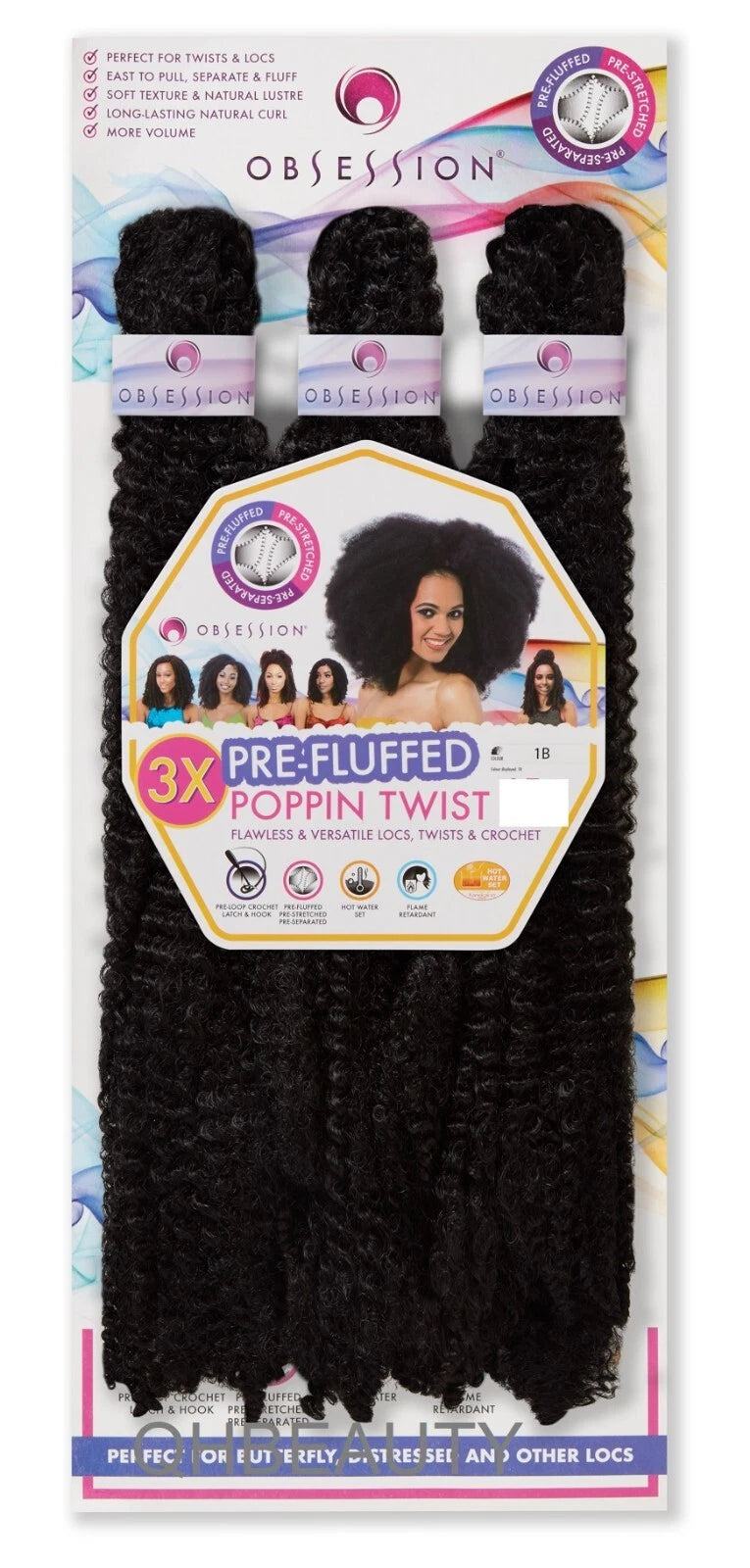 OBSESSION SYNTHETIC CROCHET SOFT BRAID 3X PRE-FLUFFED - POPPIN TWIST 16'' & 20" x-pression