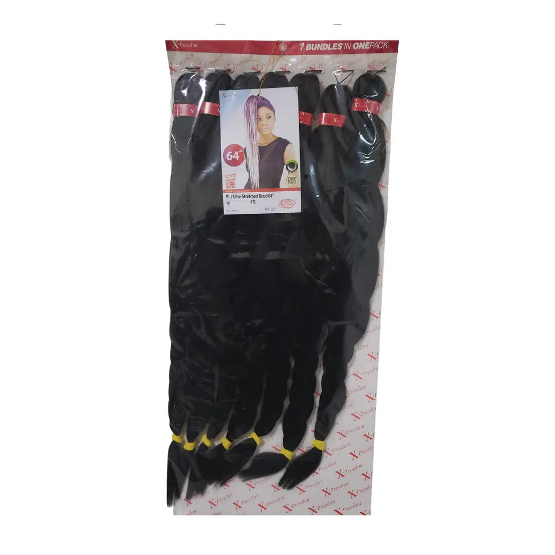 Xpression 7X Pre-Stretched Braid 64 ",Human Hair Extensions x-pression