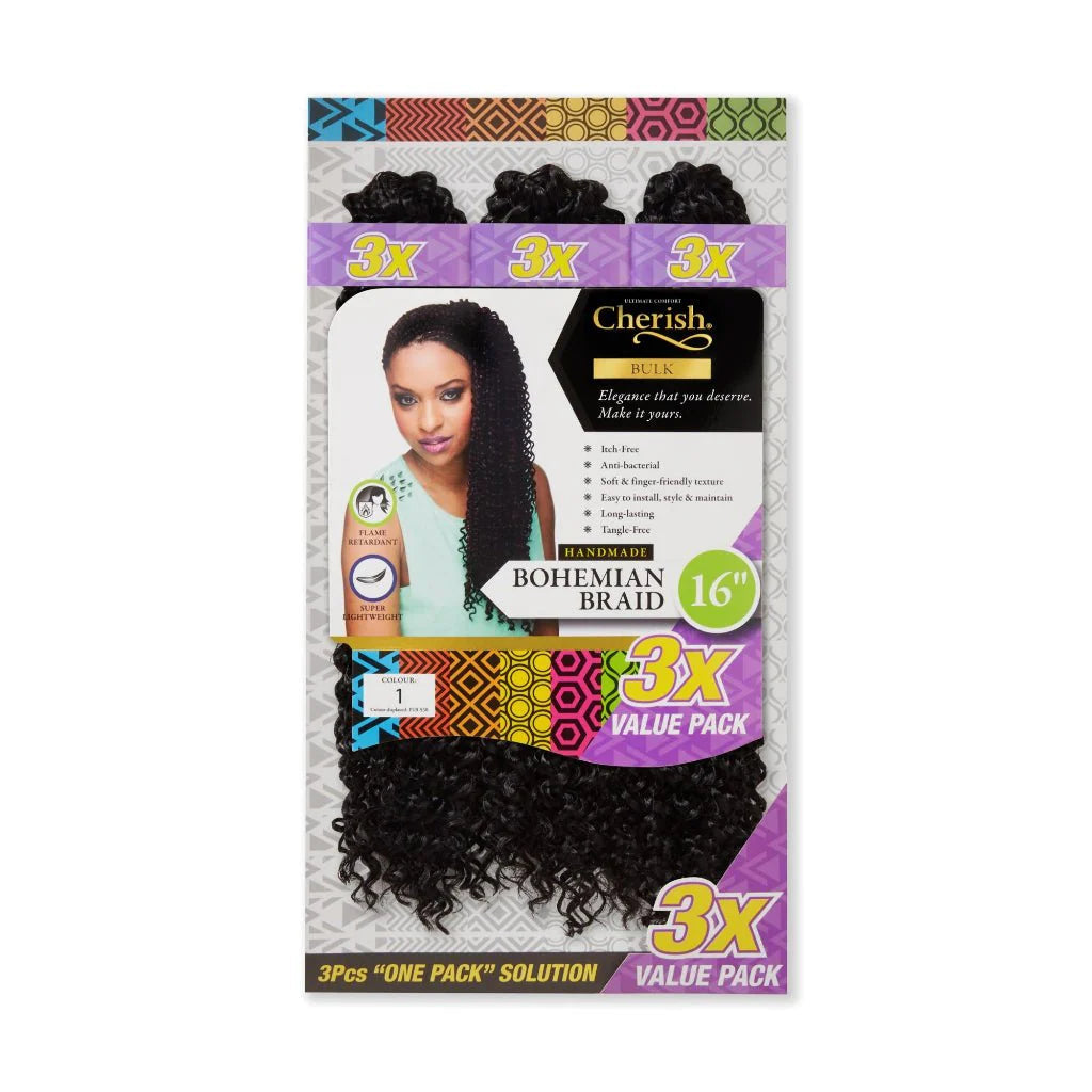 Cherish Bohemian Bulk 16'' Crochet Braids 3 Pack Value x-pression