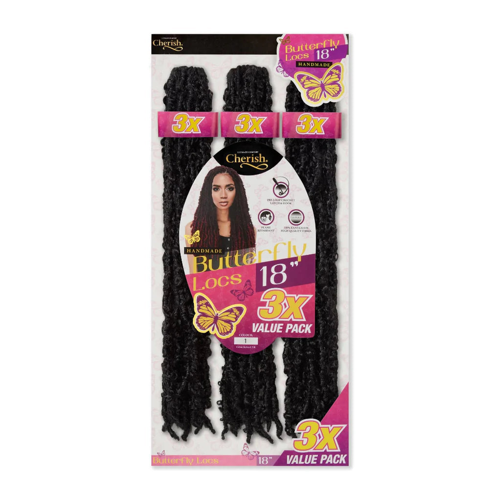 Cherish Butterfly Locs Crochet Hair 18” 3x Value Pack x-pression