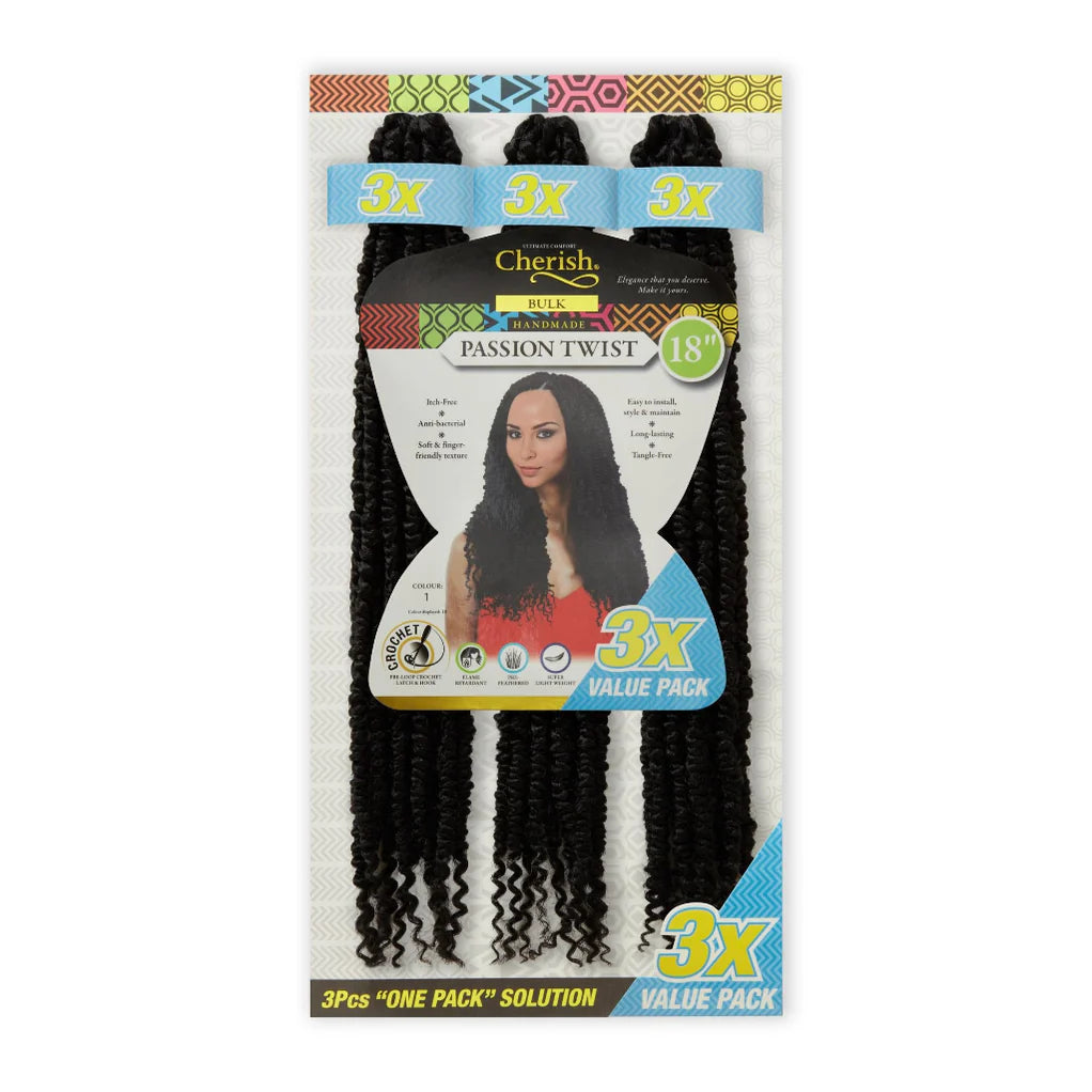 Cherish Passion Twist Crochet Hair 3x Value 18" Length x-pression