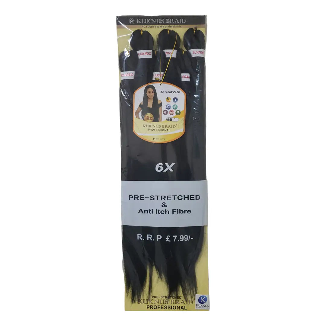 Kuknus Braid Professional 6X Pre-Stretched Anti-Itch Fibre 26″ x-pression