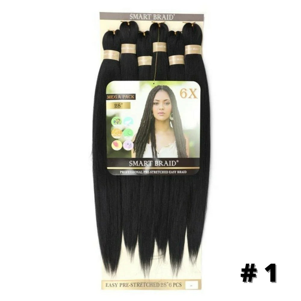 SMART BRAID 6 IN A PACK 28" Pre-Stretched Extension Human Hair Thick Ponytail x-pression