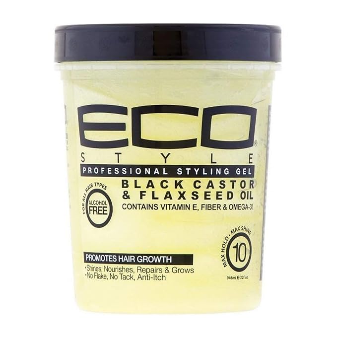 Eco Style Black Castor and Flaxseed Oil Styling Gel - Helps Nourish and Repair Damaged Hair - Promotes Healthy Scalp - Provides Superior and Weightless Hold - Delivers Long Lasting Shine x-pression