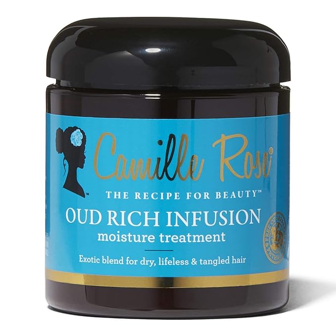 Camille Rose Oud Rich Infusion Moisture Treatment, for Dry Lifeless Tangled Hair, Detangles and Hydrates Scalp & Hair, 8 fl oz x-pression