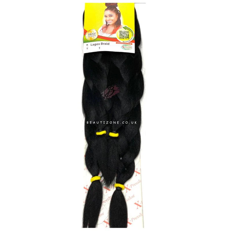 Xpression Braids l Pre Stretched l Lagos Braid l 46" Plaiting Hair for Braids/Plaits x-pression