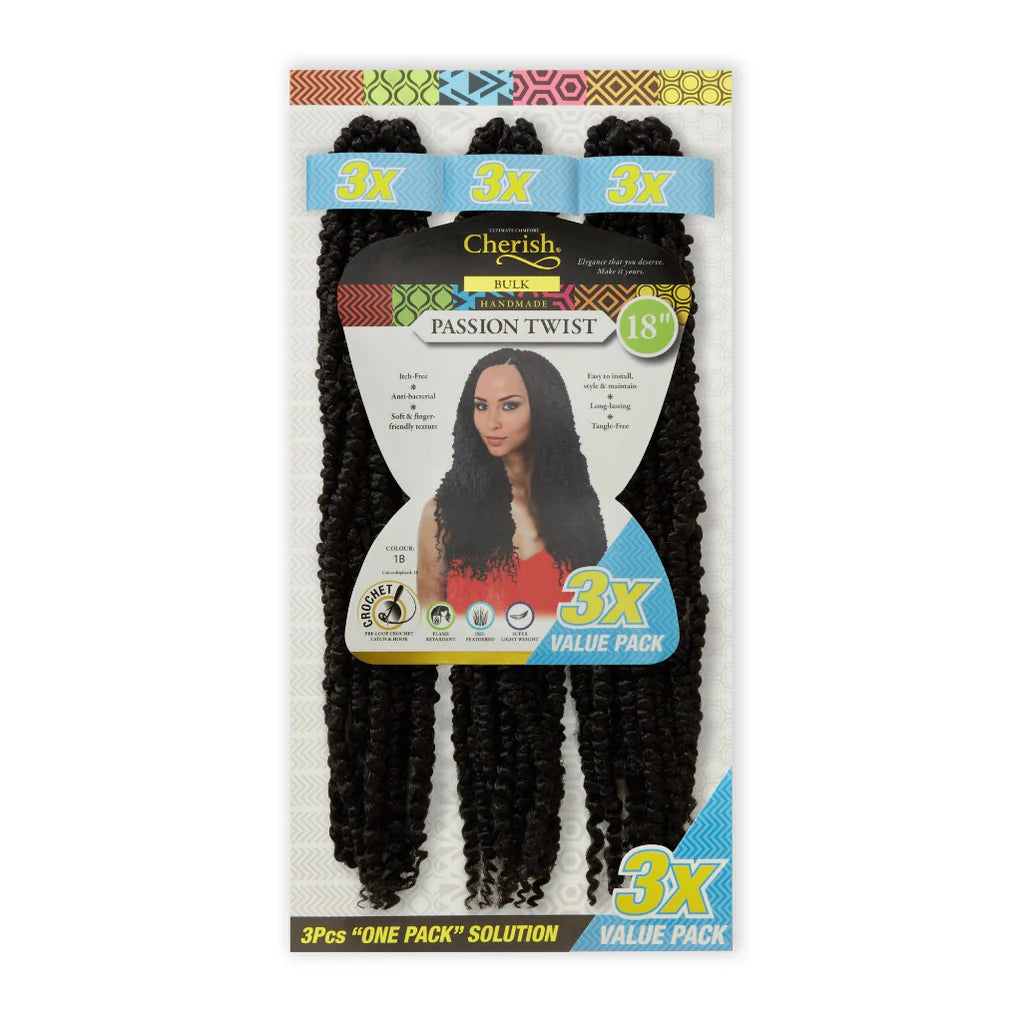Cherish Passion Twist Crochet Hair 3x Value 18" Length x-pression