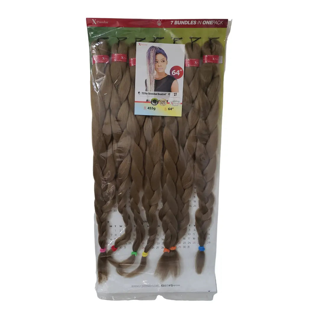 Xpression 7X Pre-Stretched Braid 64 ",Human Hair Extensions x-pression