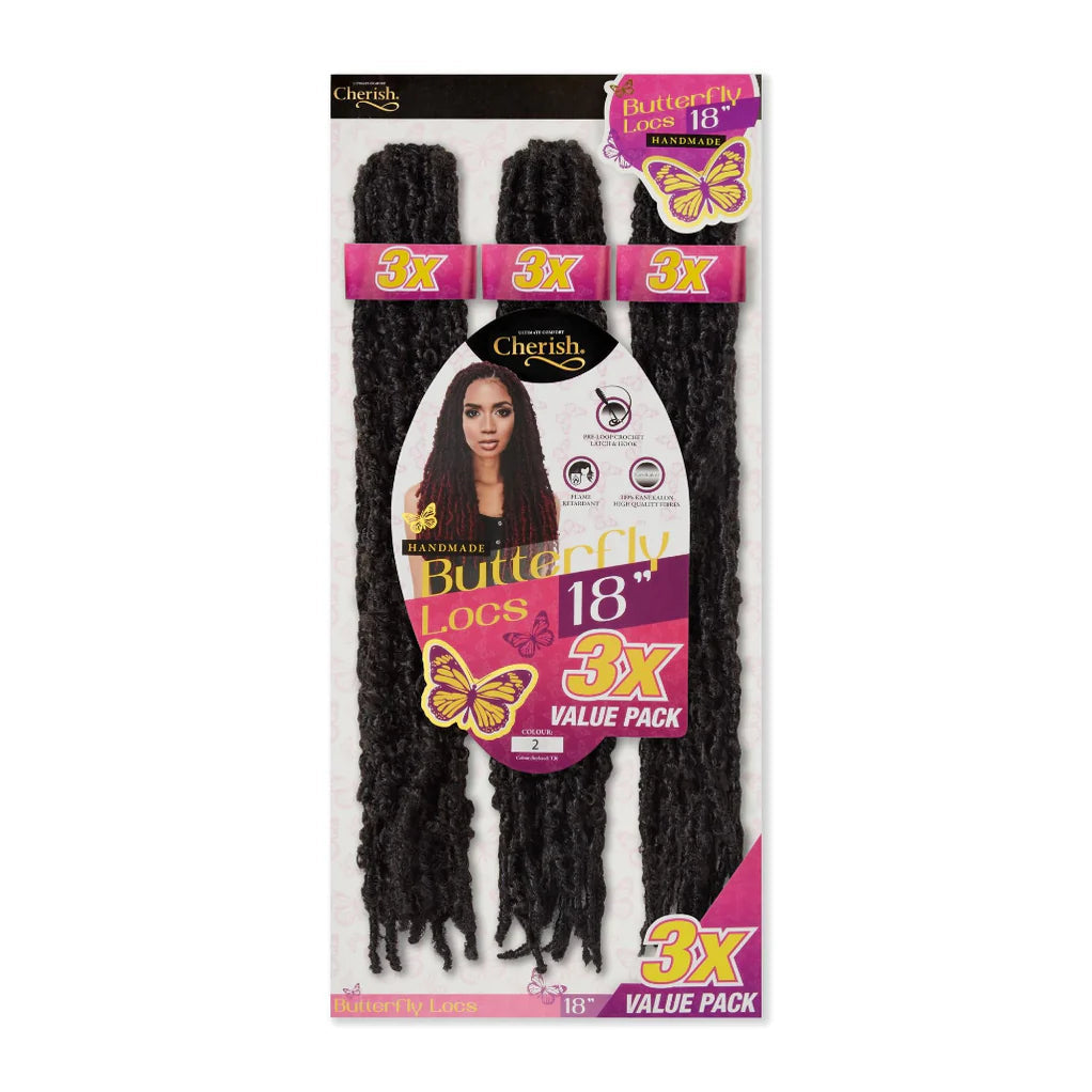 Cherish Butterfly Locs Crochet Hair 18” 3x Value Pack x-pression