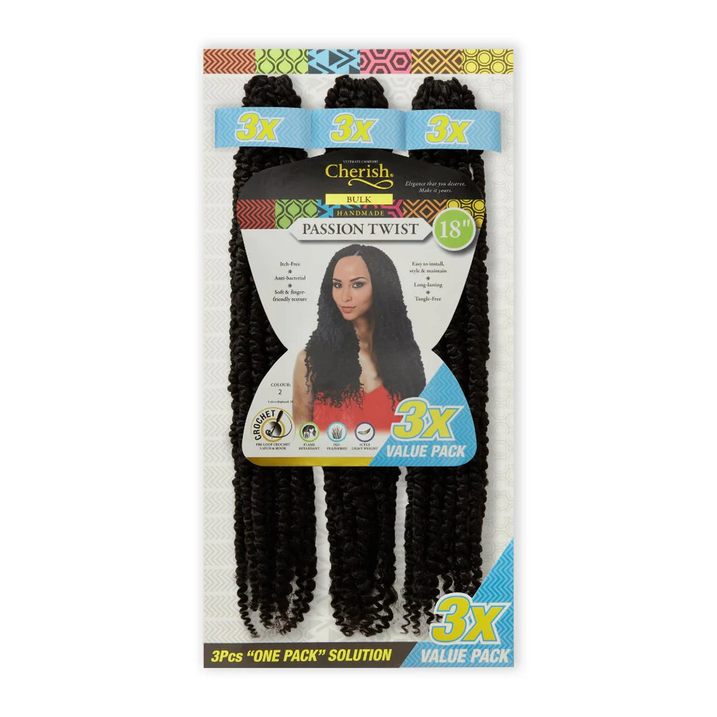 Cherish Passion Twist Crochet Hair 3x Value 18" Length x-pression