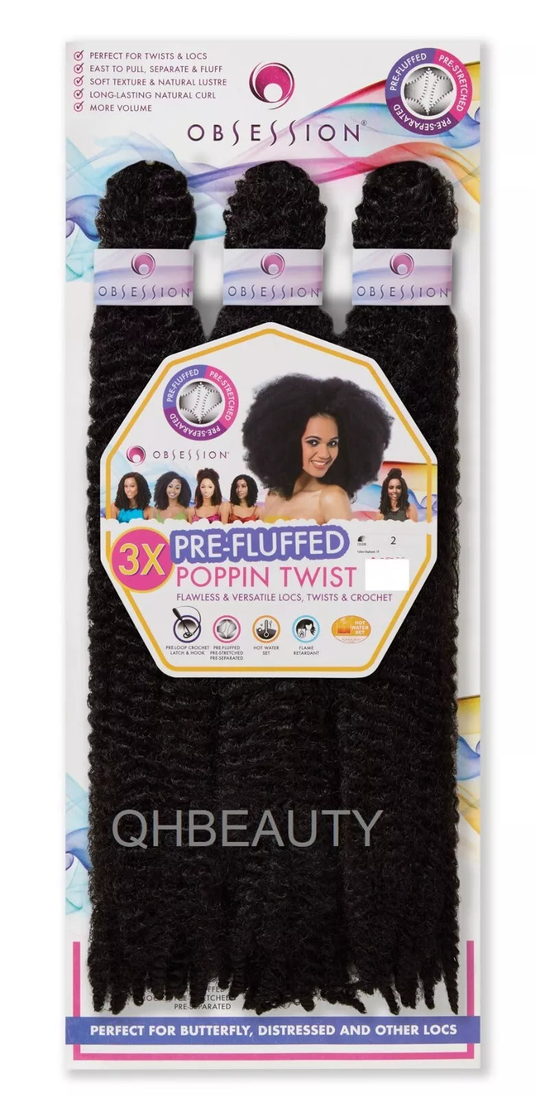 OBSESSION SYNTHETIC CROCHET SOFT BRAID 3X PRE-FLUFFED - POPPIN TWIST 16'' & 20" x-pression