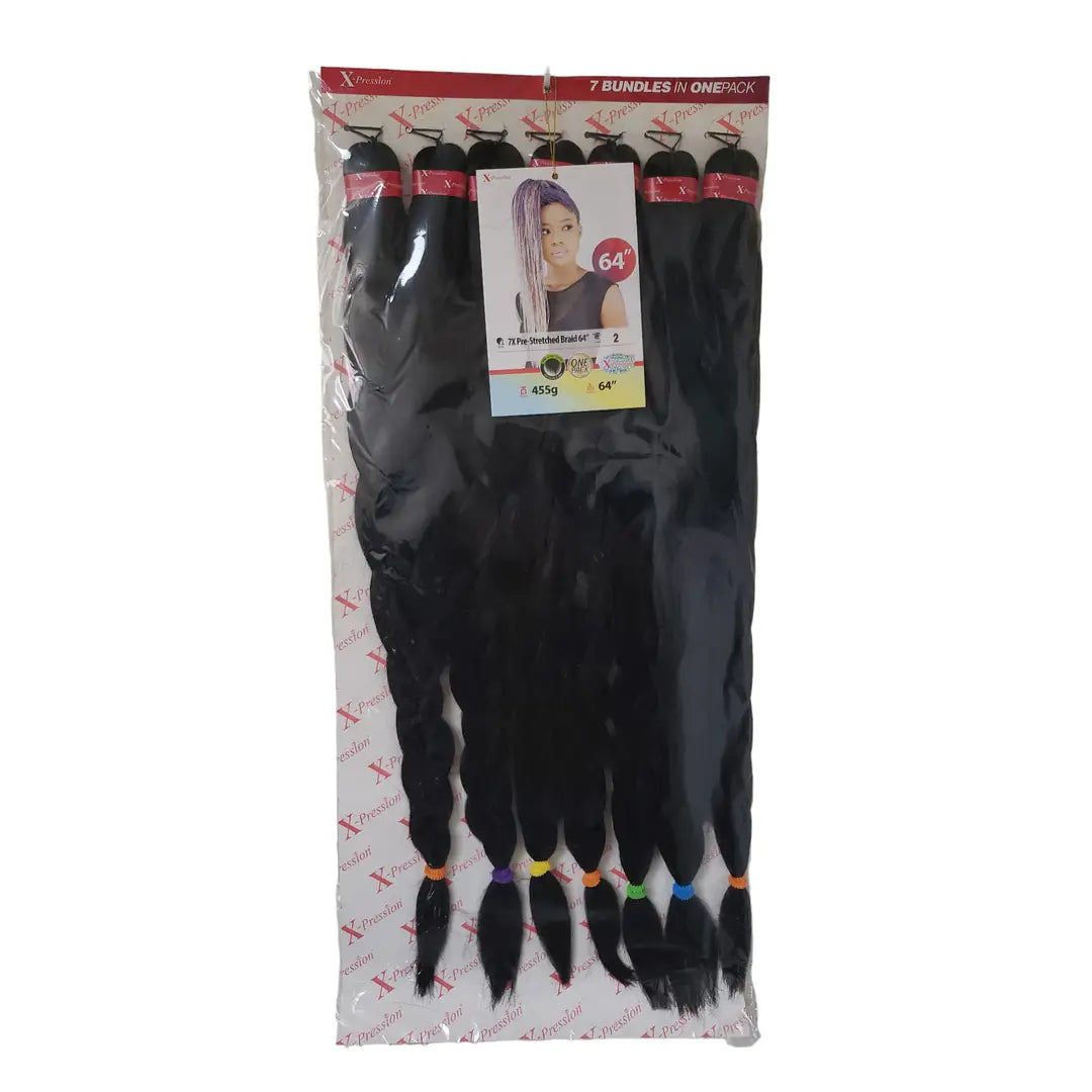 Xpression 7X Pre-Stretched Braid 64 ",Human Hair Extensions x-pression