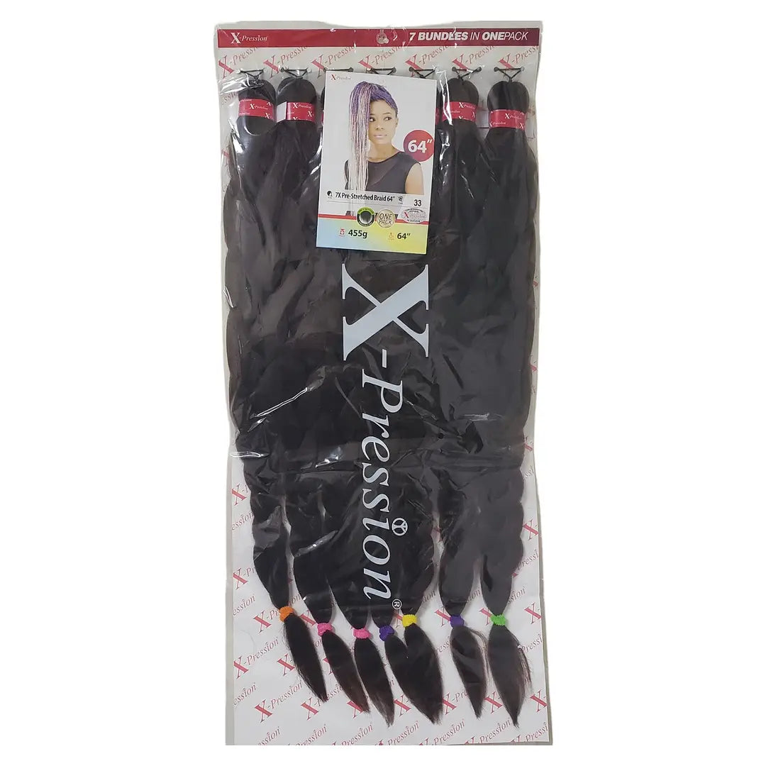 Xpression 7X Pre-Stretched Braid 64 ",Human Hair Extensions x-pression