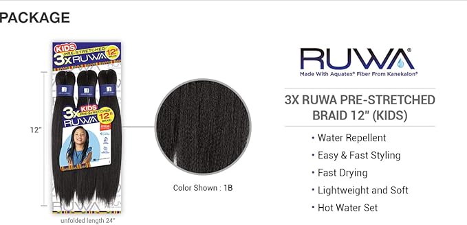 Sensationnel 3X RUWA pre-stretched braid 12"  (KIDS) x-pression