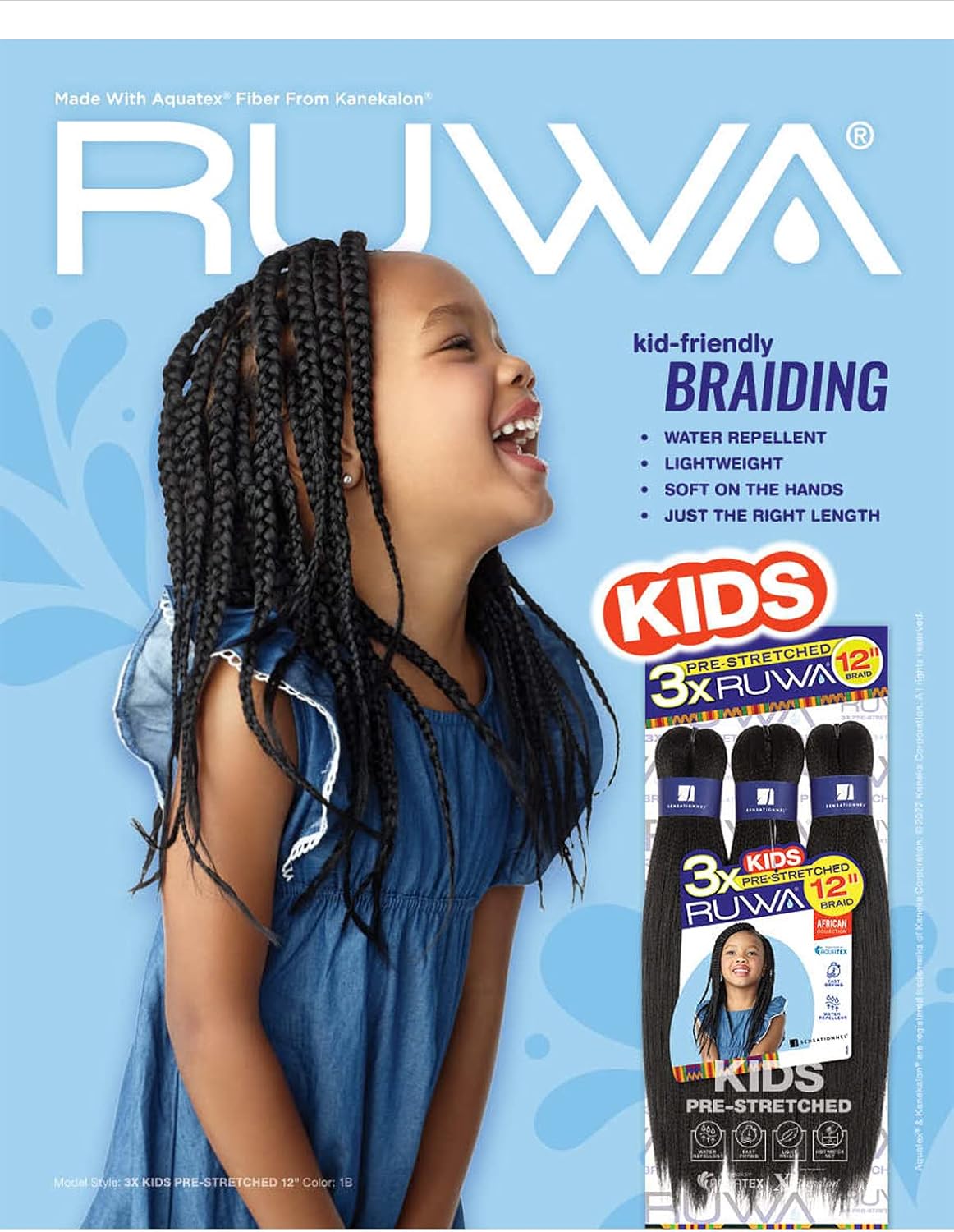 Sensationnel 3X RUWA pre-stretched braid 12"  (KIDS) x-pression