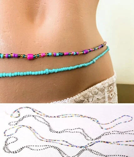 2X WAIST BEADS/ANKLET BEAD ASSORTED ADJUSTABLE BEADED WAIST CHAIN BODY JEWELLERY x-pression