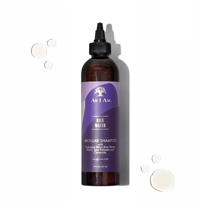 As I Am Rice Water Shampoo 8 oz - with Forbidden Black Rice, Saw Palmetto, Biotin - Gentle Cleanser - Moisturizing - Vegan & Cruelty Free - Sulfate Free - Paraben Free - For All Hair Types x-pression