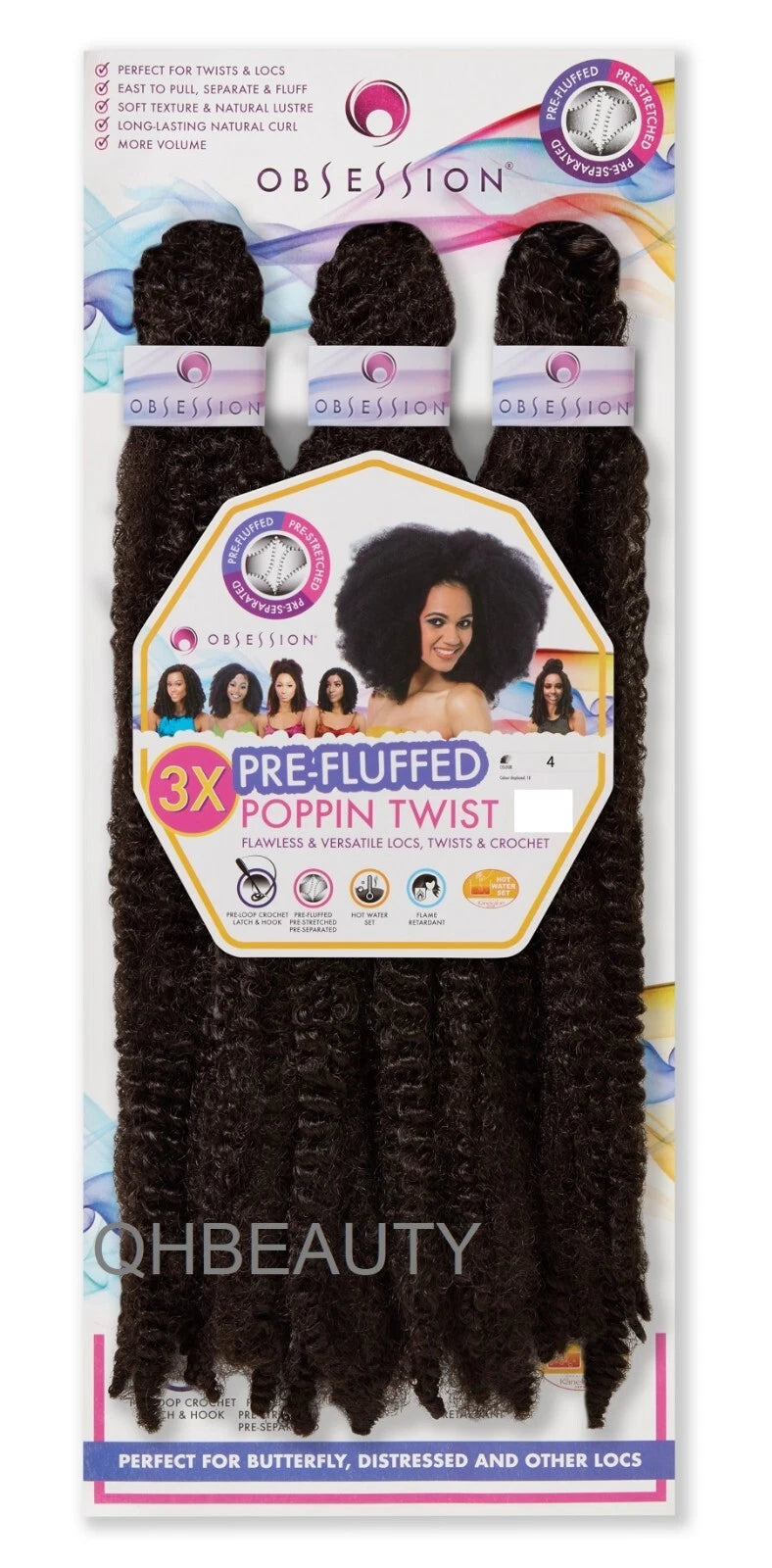 OBSESSION SYNTHETIC CROCHET SOFT BRAID 3X PRE-FLUFFED - POPPIN TWIST 16'' & 20" x-pression