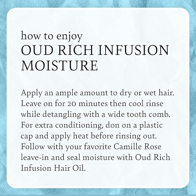 Camille Rose Oud Rich Infusion Moisture Treatment, for Dry Lifeless Tangled Hair, Detangles and Hydrates Scalp & Hair, 8 fl oz x-pression