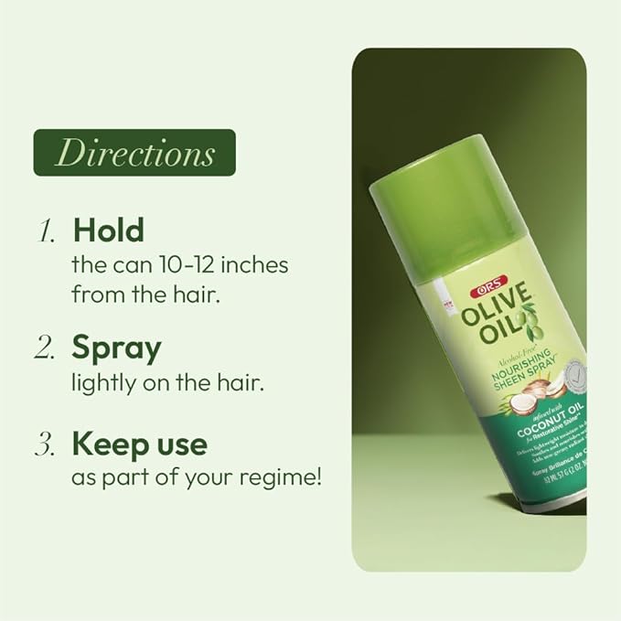 ORS Olive Oil Nourishing Sheen Spray infused with Coconut Oil (10 oz) x-pression