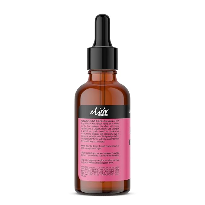 Aunt Jackie's Elixir Essentials Hair & Scalp Oil, Collagen, Tea Tree Oil & Eucalyptus, Thickens & Supports Hair Growth, 2 oz x-pression