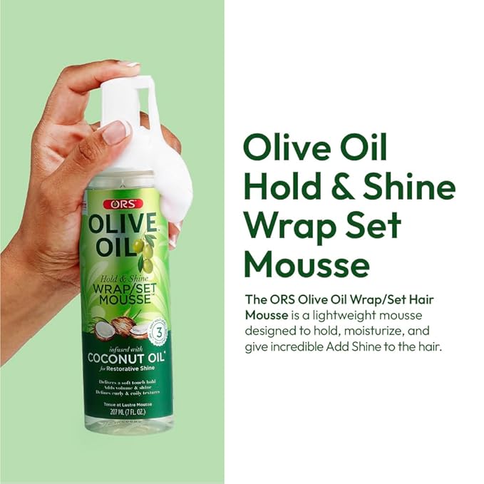 ORS Olive Oil Hold & Shine Wrap/Set Mousse, 7 fL oz, 207 ml x-pression