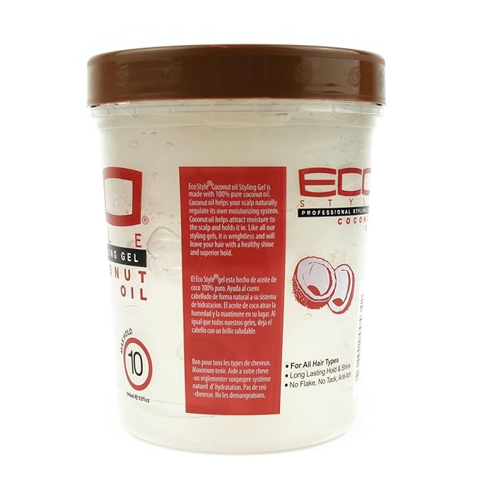 Eco Style Coconut Oil Styling Gel - Adds Luster and Moisturizes Hair - Weightless Styling and Superior Hold - Prevents Breakage and Split Ends - Promotes Scalp Health - Ideal for all Hair x-pression