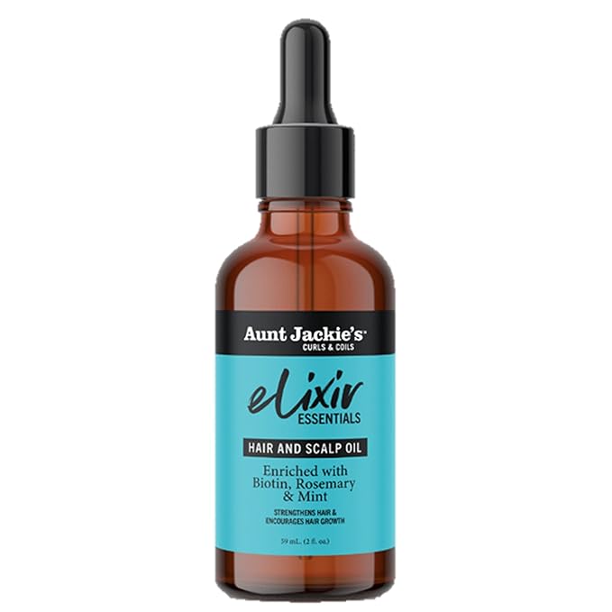 Aunt Jackie's Elixir Essentials Hair & Scalp Oil Enriched with Biotin, Rosemary & Mint, Nourishes, Thickens & Supports Hair Growth, 2 oz x-pression