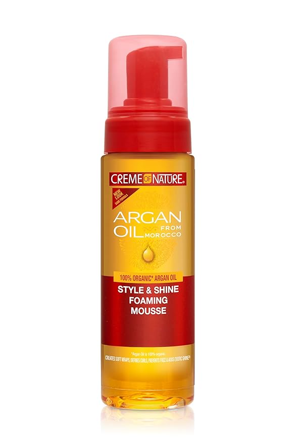 Crème of Nature Argan Oil Style and Shine Foaming Mousse, 7 Ounce, 207 mL x-pression