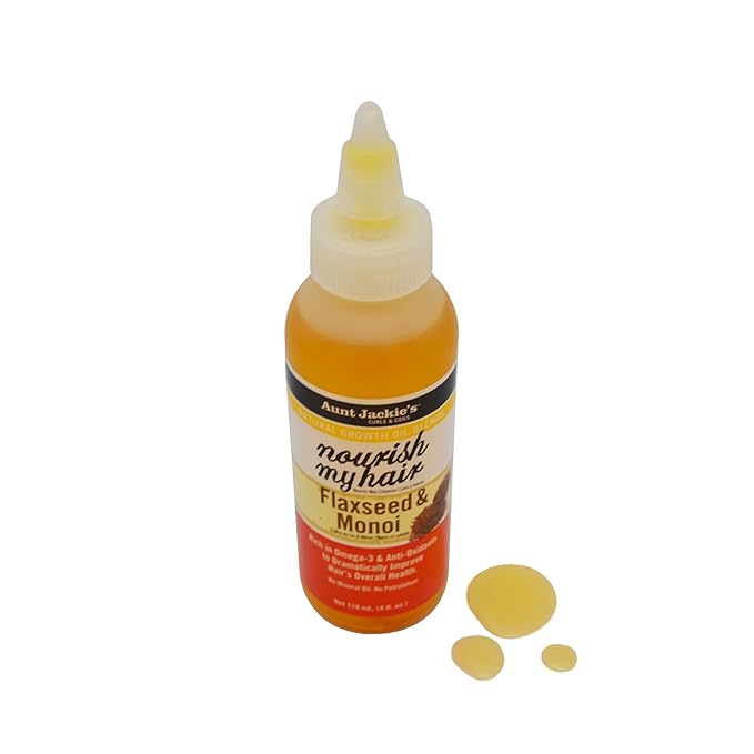 Aunt Jackie's Natural Growth Oil Blends Nourish My Hair - Flaxseed and Monoi, Improve Hair's Overall Health, Rich in Omega-3 and Anti-Oxidants, 4 oz x-pression