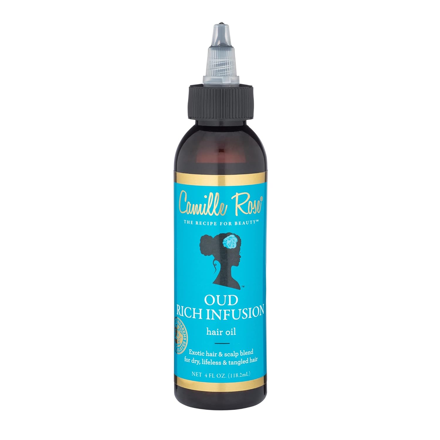 Camille Rose Oud Rich Infusion Hair Oil, for Dry Lifeless Tangled Hair, Detangles Smooths & Hydrates 4 fl oz x-pression