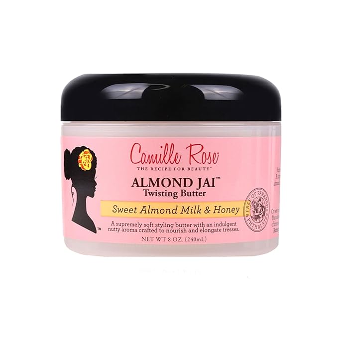 Camille Rose Almond Jai Twisting Hair Styling Butter, with Aloe and Honey, to Soften Smooth and Moisturize, for All Hair Types, 8 oz x-pression