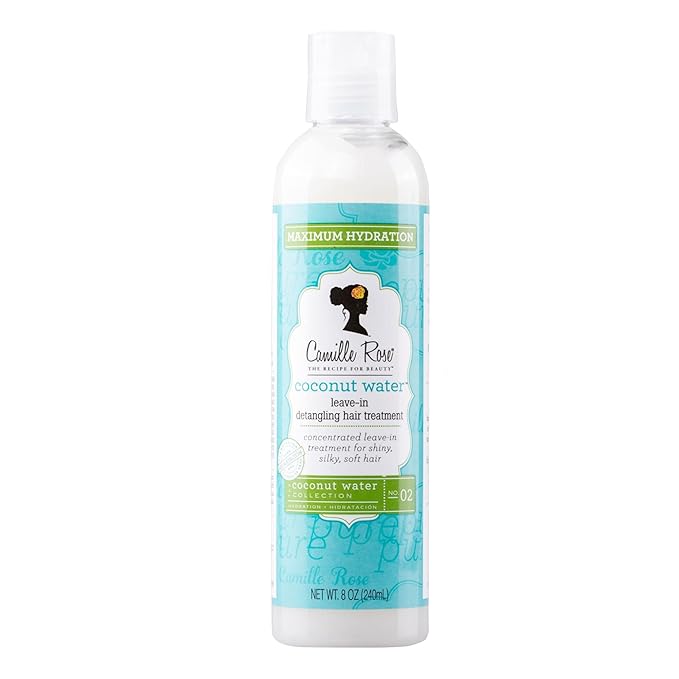 Camille Rose Coconut Water Leave in Conditioner, Concentrated Hair Detangler Treatment for Maximum Hydration and Shiny, Silky, Soft Strands, 8 oz x-pression