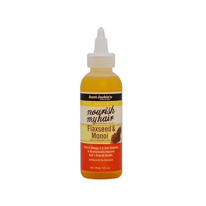 Aunt Jackie's Natural Growth Oil Blends Nourish My Hair - Flaxseed and Monoi, Improve Hair's Overall Health, Rich in Omega-3 and Anti-Oxidants, 4 oz x-pression