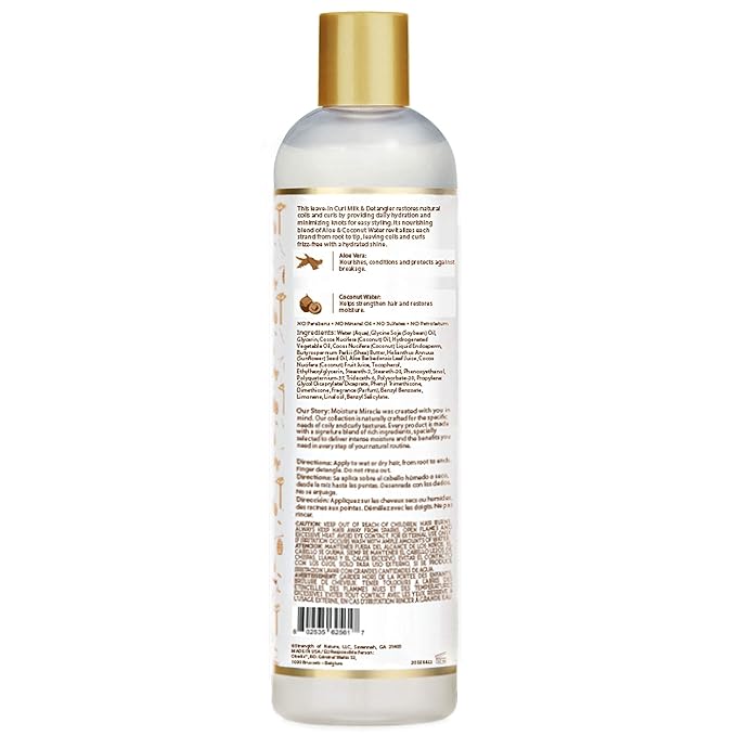 African Pride Moisture Miracle Hydrate & Renew Curl Milk & Hair Detangler, For Natural Coils & Curls, Hydrates & Controls Frizz, 12 oz x-pression