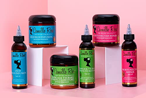 Camille Rose Oud Rich Infusion Moisture Treatment, for Dry Lifeless Tangled Hair, Detangles and Hydrates Scalp & Hair, 8 fl oz x-pression