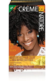 Moisture Rich Liquid Hair Color by Crème of Nature, C10 Jet Black, with Shea Butter Conditioner, 1 Application x-pression