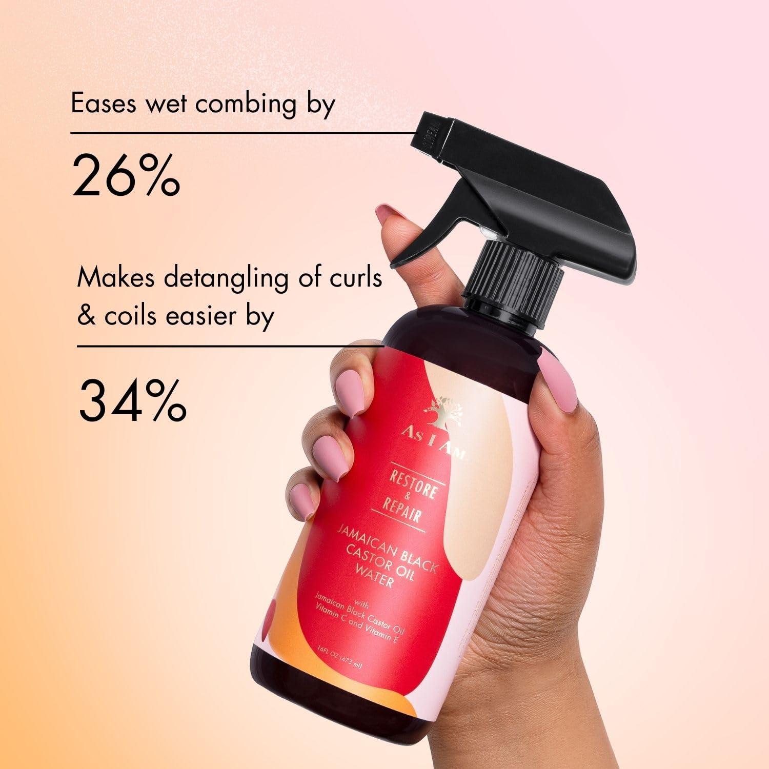 As I Am JBCO Water 16 oz - Nano Curl Strengthener - Moisturizes and Detangles - Anti-Frizz - Increases Fiber Strength - Enriched with Jamaican Black Castor Oil, Vitamin C, and Vitamin E, Red x-pression