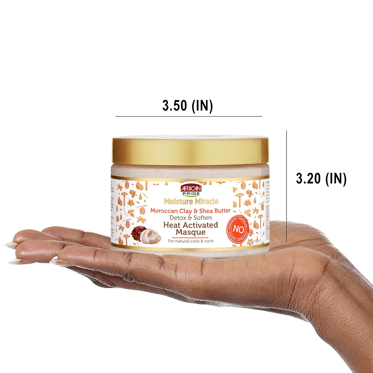 African Pride Moisture Miracle Moroccan Clay & Shea Butter Heat Activated Masque - For Natural Coils & Curls, Detoxes & Softens, Removes Impurities & Product Build-Up from Hair,12 oz x-pression