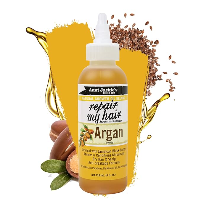 Aunt Jackie's Natural Growth Oil Blends Repair My Hair - Argan, Revives and Conditions Chronically Dry Hair and Scalp, Anti-Breakage Formula, 4 oz x-pression