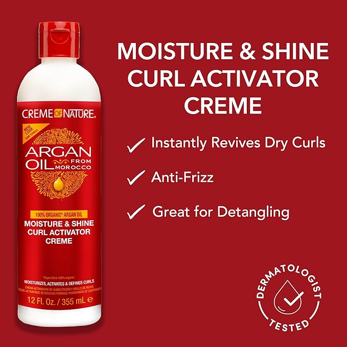 Crème of Nature with Argan Moisture & Shine Curl Activator Creme, 12 Ounce x-pression