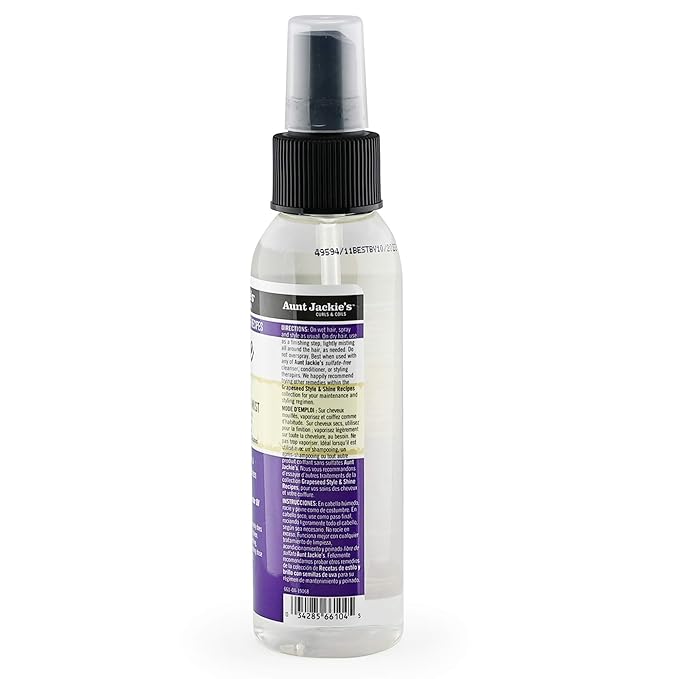 Aunt Jackie's Grapeseed Style and Shine Recipes Shine Boss Refreshing Sheen Hair Mist, Gives Curls, Waves and Coils Shine Without Oily Feel, 4 oz x-pression