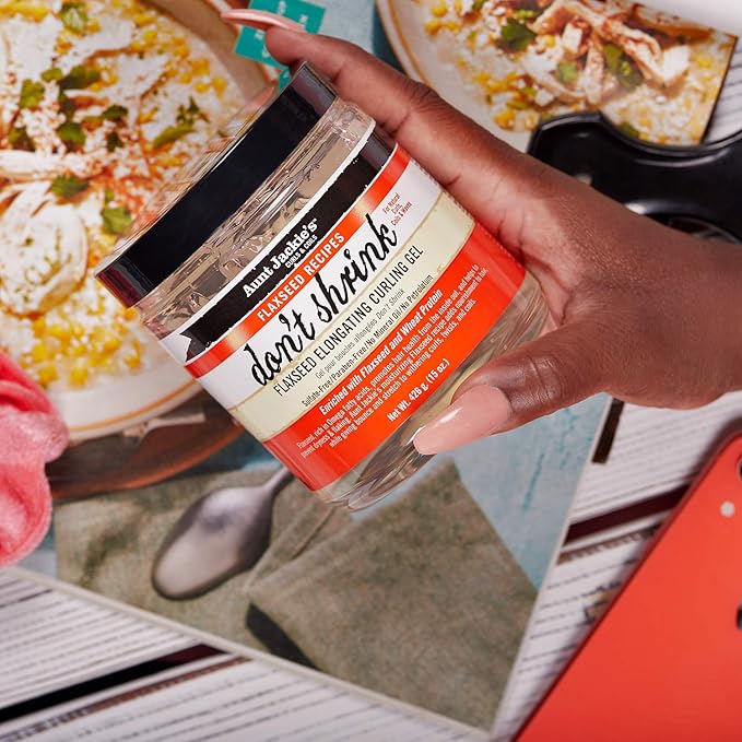 Aunt Jackie's Flaxseed Recipes Don't Shrink Elongating Hair Curling Gel for Natural Curls, Coils and Waves, Helps Prevent Dryness and Flaking, 15 oz x-pression