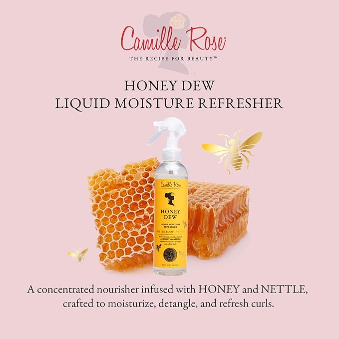 Camille Rose Honey Dew Liquid Moisture Hair Refresher, with Honey and Nettle Root, for a Daily Curl Refresh and Soft, Silky Hair, 8 fl oz x-pression