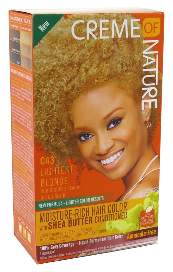 Moisture Rich Liquid Hair Color by Crème of Nature, C43 Lightest Blonde Kit, 1 Application x-pression