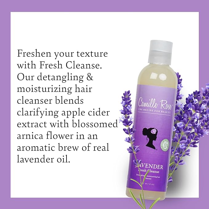 Camille Rose Lavender Fresh Cleanse, Detangling and Moisturizing Shampoo, with Apple Cider and Lavender Oil, 8 oz x-pression